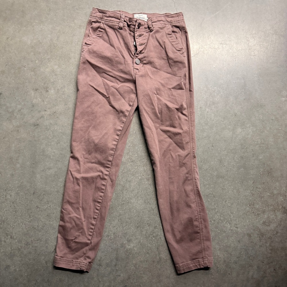 Bohme Mocha High Waisted Button Fly Pants Mauve Brown Size 27